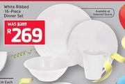 White Ribbed 16 Piece Dinner Set