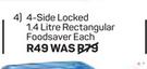 Addis 4 Side Locked Rectangular Foodsaver-1.4Ltr Each
