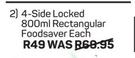 Addis 4 Side Locked Rectangular Foodsaver-800ml Each