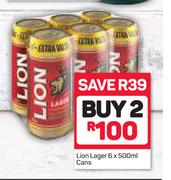 Lion Lager Cans-2 x 6 x 500ml