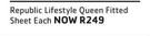 Republic Lifestyle Queen Fitted Sheet-Each