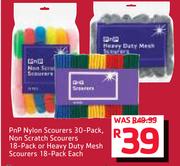 PnP Nylon Scourers 30-Pack/Non Scratch Scourers 18-Pack Or Heavy Duty Mesh Scourers 18-Pack-Each