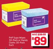 PnP Supa Wipes 50-Pack Or Handy Cloths 30-Pack-Each
