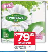 Twinsaver 2 Ply Luxury Toilet Tissue-18's