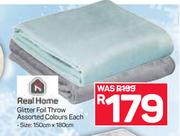 Real Home Glitter foil Throw 150cmX180cm-Each