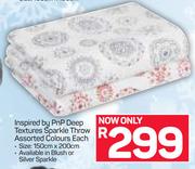 Inspired By Pnp Deep Textures Sparkle Throw Assorted Colours-Each