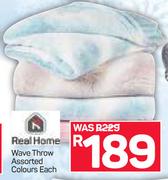 Real Home Wave Throw Assorted Colours-Each