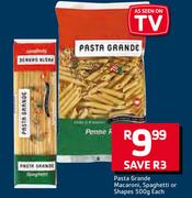 Pasta Grande Macaroni/Spaghetti Or Shapes-500g Each