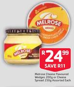 Merlose Cheese Flavoured Wedges-200g Or Cheese Spread-250g Each