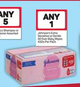 Johnson's Extra Sensitive Or Gentle All Over Baby Wipes-432s Per Pack