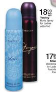 Yardley Body Spray For Ladies-90ml Each