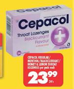 Cepacol Regular/Menthol/Blackcurrant/Honey & Lemon Throat Lonzenges Per Pack Each