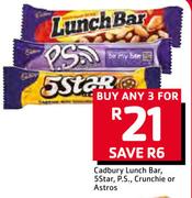 Cadbury Lunch Bar/5 Star/P.S Crunchie Or Astros-For 3