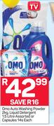 Oma Auto Washing Powder 2kg, Liquid Detergent 1.5Ltr Or Capsules 14's-Each