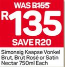 Simonsig Kaapse Vonkel Brut,Brut Rose Or Satin Nectar-750ml Each