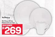 16 Piece White Ribbed Dinner Set