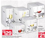 Pauline Crystal Red Wine, White Wine, Champagne, Stemless Or Beverage Glasses 4 Pack-Each