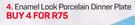 Enamel Look Porcelain Dinner Plate-For 4