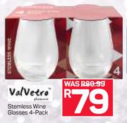 Valvetro Stainless Wine Glasses 4's-Per Pack