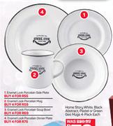 Enamel Look Porcelain Soup Bowl-For 4