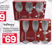 Valvetro Red Wine, White Wine Or Champagne Glasses 3's-Per Pack