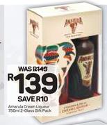 Amarula Cream Liqueur-750ml/2-Glass Gift Pack