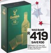 Glenfiddich 12-Year 12-Year-Old Single Malt Whisky-750ml/2-Glass Gift Pack