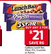 Cadbury Lunch Bar, 5Star, P.S., Crunchie Or Astros-For 3
