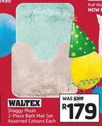 Waltex Shaggy Plush 2 Piece Bath Mat Set Assorted Colours-Each