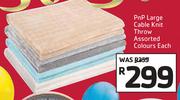 PnP Large Cable Knit Throw Assorted Colours-Each