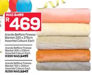 Arande Belfiore Finesse Blanket 200 x 230cm Assorted Colours-Each