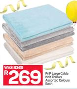PnP Large Cable Knit Throws Assorted Colours-Each