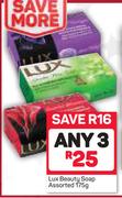 Lux Beauty Soap Assorted-3 x 175g     