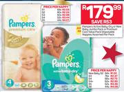 Pampers Active Baby Dry Or New Baby Jumbo Pack Or Premium Care Vale Pack Disposable Nappies-Per Pack