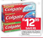Colgate Herbal, Gel Regular Or Herbal White Toothpaste-100ml Each  