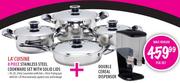 LA'Cuisine 8 Piece Stainless Steel Cookware Set With Solid Lids And Double Cereal Dispenser-Per Set