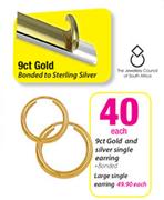 9ct Gold And Silver Single Earring-Each