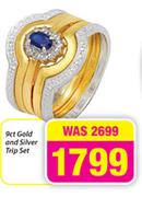 9ct Gold And Silver Trip Set