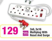 Simple Choice 3X6, 3X16 Multiplug With Reset And Surge-Each