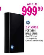 HP 2.5" 500GB Portable Hard Drive