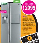 LG Platinum Silver Side By Side Fridge/Freezer With Water,Ice Dispenser And Mini Bar
