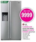 LG Platinum Silver Side By Side Fridge/Freezer With Water Dispenser