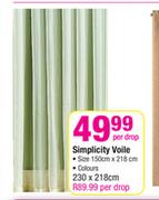 Simplicity Voile(Size:150cm x 218cm)-Per Drop