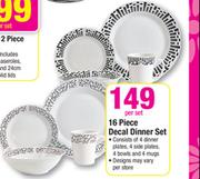 16 Piece Decal Dinner Set-Per Set