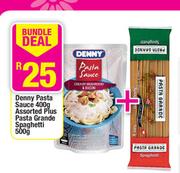 Denny Pasta Sauce 400g Assorted Plus Pasta Grandle Spaghetti 500g