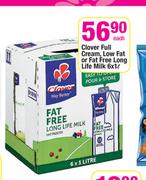 Clover Full Cream, Low Fat or Fat Free Long Life Milk-6 x 1L Each