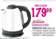 Sunbeam Stainless Steel Cordless Jug-1.7 Ltr (SSK 110)