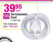 Simple Choice 3m Extension Cord Light Duty-Each