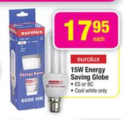 Eurolux 15W Energy Saving Globe-Each