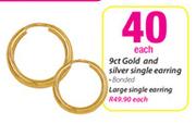 9ct Gold & Silver Single Earring-Each